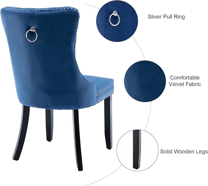 Velvet Dining Chairs Set of 6, Tufted Upholstered Dining Room Chairs with Bac...