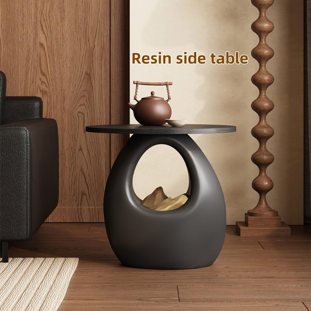 Round Side Table, Creative Nightstand, Stylish Sofa Accent Table, Suitable fo...
