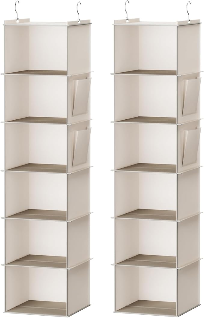 YOUDENOVA Hanging Closet Organizer, 6-Shelf Closet Hanging Storage Shelves