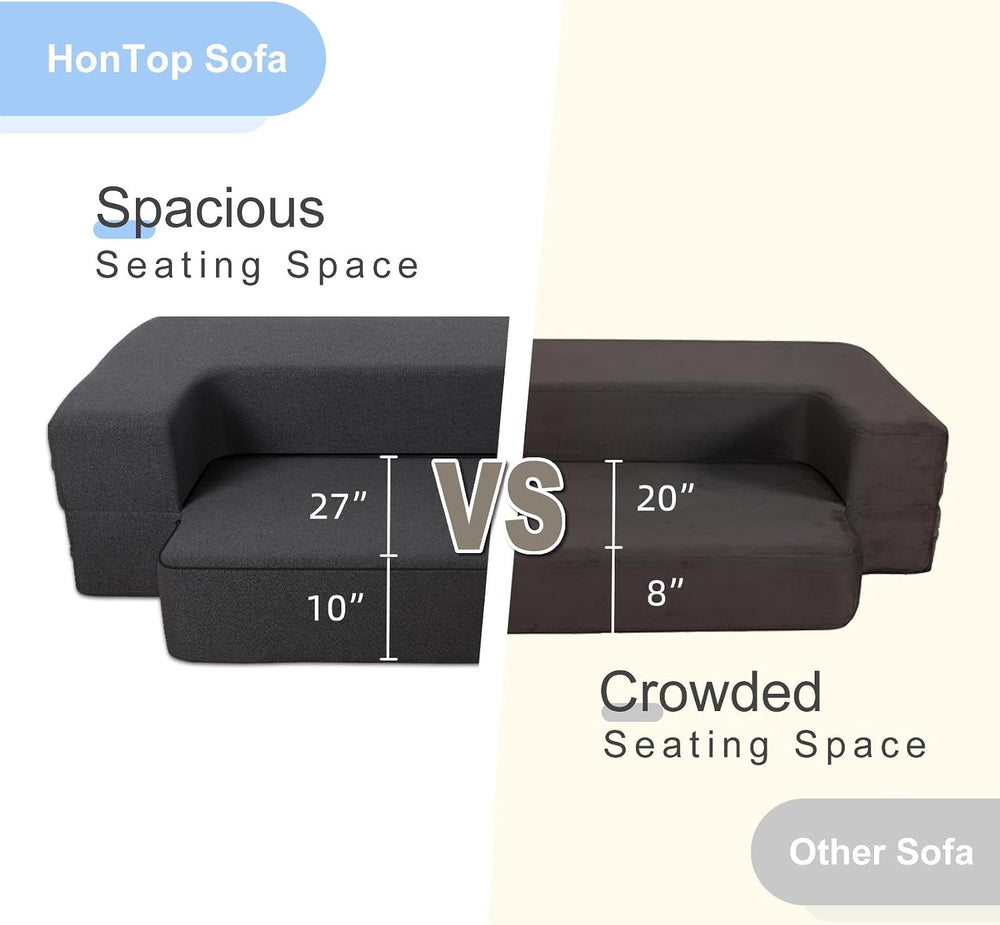 10 Inch Folding Sofa Bed Memory Foam Futon Chair Bed, Modern Fold Out Couch