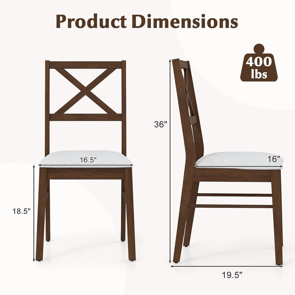 COSTWAY Wood Dining Chairs Set of 2, Upholstered Farmhouse Modern Dining Room...