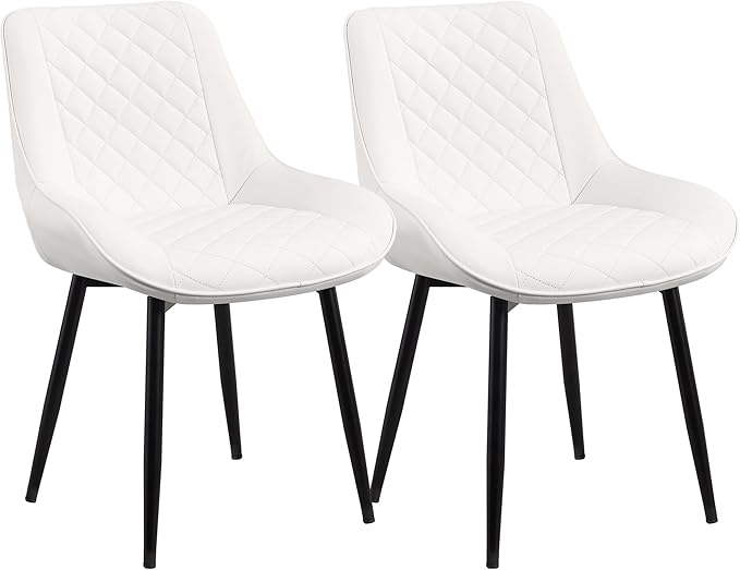 Dining Chair Set of 2, Modern Dining Chairs with Thick Cushions, Faux Leather...