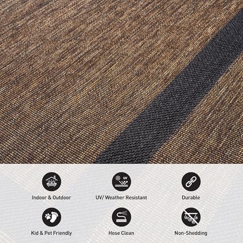 Rugshop Border Jute-Style Indoor Outdoor Area Rug Dark Gray 6'6" x 9...