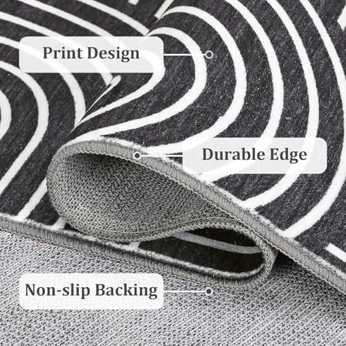 ROYHOME Modern Washable Rug 5x7 Area Rugs for Living Room Non Slip, Black