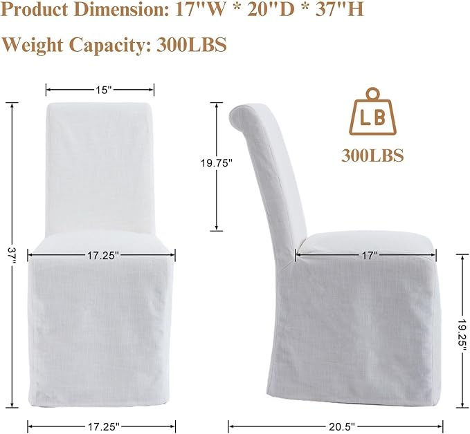 Parsons Dining Chairs Set of 4 Fabric Upholstered Kitchen Chairs with Wood Le...