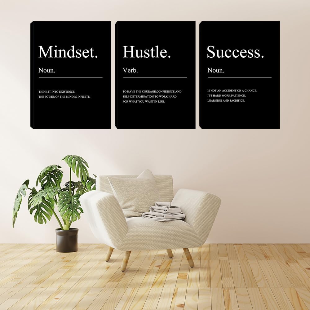 Motivational Wall Decor 3 Pieces Success Paintings Motivational Posters Print...