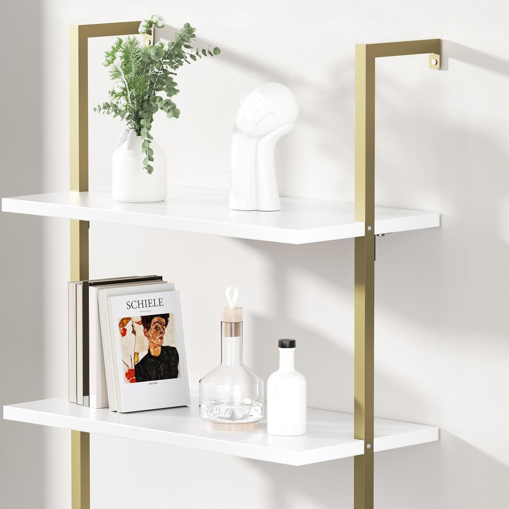 Halitaa 71”Ladder Shelf with Storage Cabinet, Wall Mounted Ladder Bookshelf |...