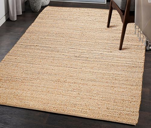 Hausattire Jute Braided Area Rug, 5x8 ft, Natural, Handwoven, Reversible