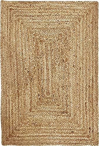 KEMA Jute Braided Hand Woven Area Rug - 6x9 Feet, Natural