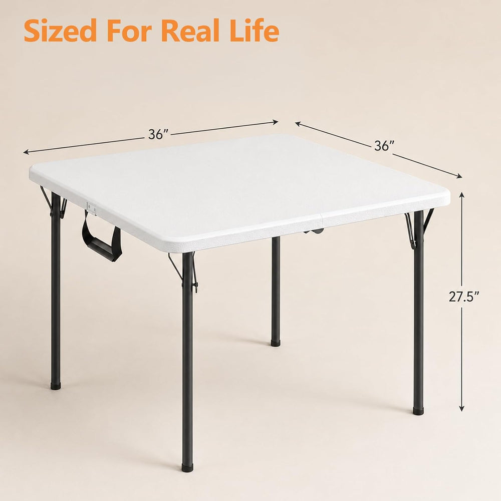 36" Folding Table, Portable Square Folding Card Table with Carrying Hand...