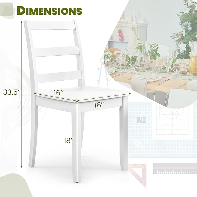NAFORT Solid Wood Dining Chairs Set of 4, High Ladder Back Kitchen Side Chair...