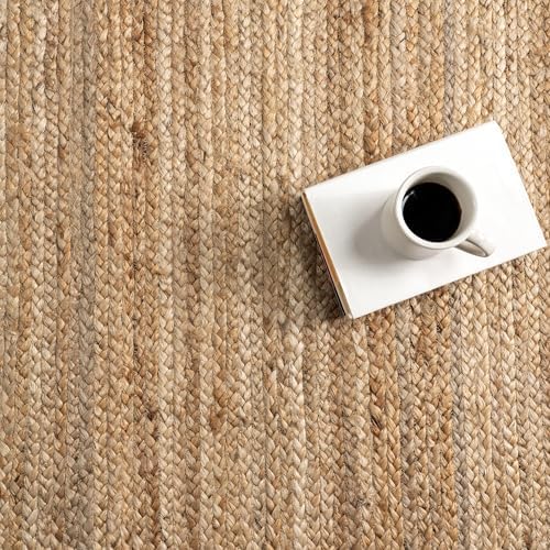 nuLOOM Rigo Natural Solid Flatweave Area Rug, Oval 4' x 6'