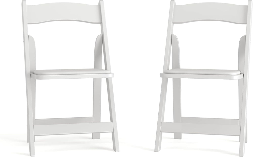Flash Furniture 2 Pack HERCULES Series White Wood Folding Chair with Vinyl Pa...