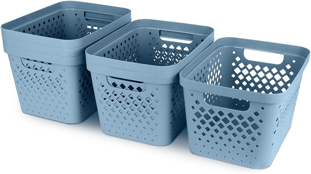 Glad Plastic Storage Basket Set, Value Pack of 6 | Open Storage Bins for Shel...