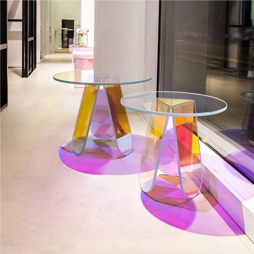 Acrylic End Table, Colorful Coffee Table, Modern Nightstand for Living Room, ...