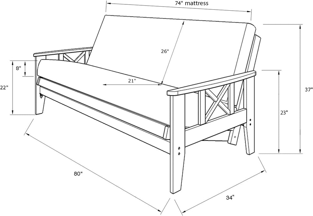 Kodiak Furniture Montreal X Espresso Futon Frame w/Quality 8 Inch Innerspring...