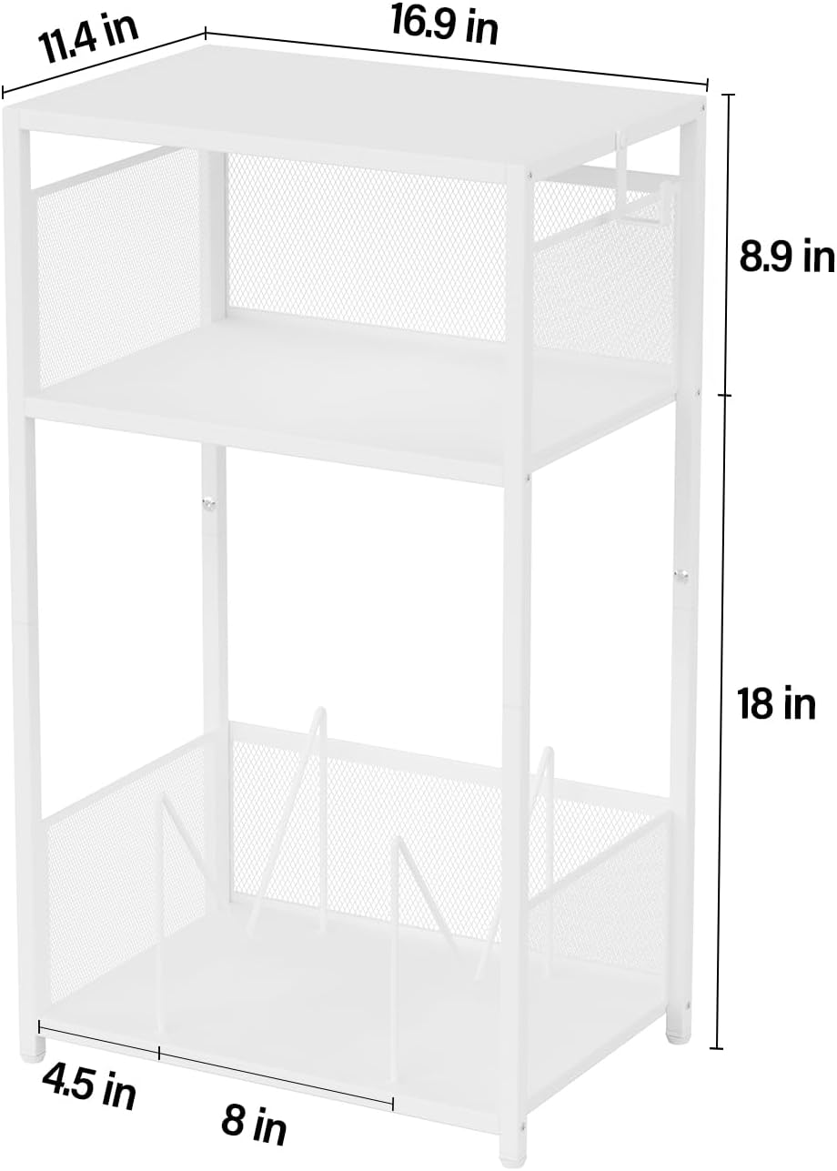Aduanbang 3 Tier End Table,Record Player Stand with Storage Up to 100 Albums,...