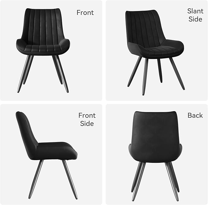 Dining Chairs Set of 2, Faux Leather Mid Century Modern Kitchen Chairs with S...