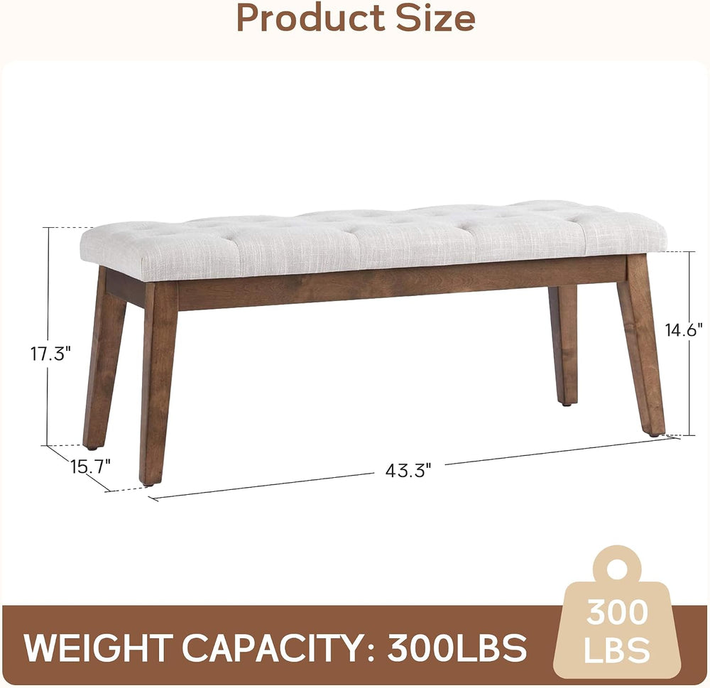 HUIMO Bedroom Bench for End of Bed, Upholstered Dining Seat for Kitchen, Butt...