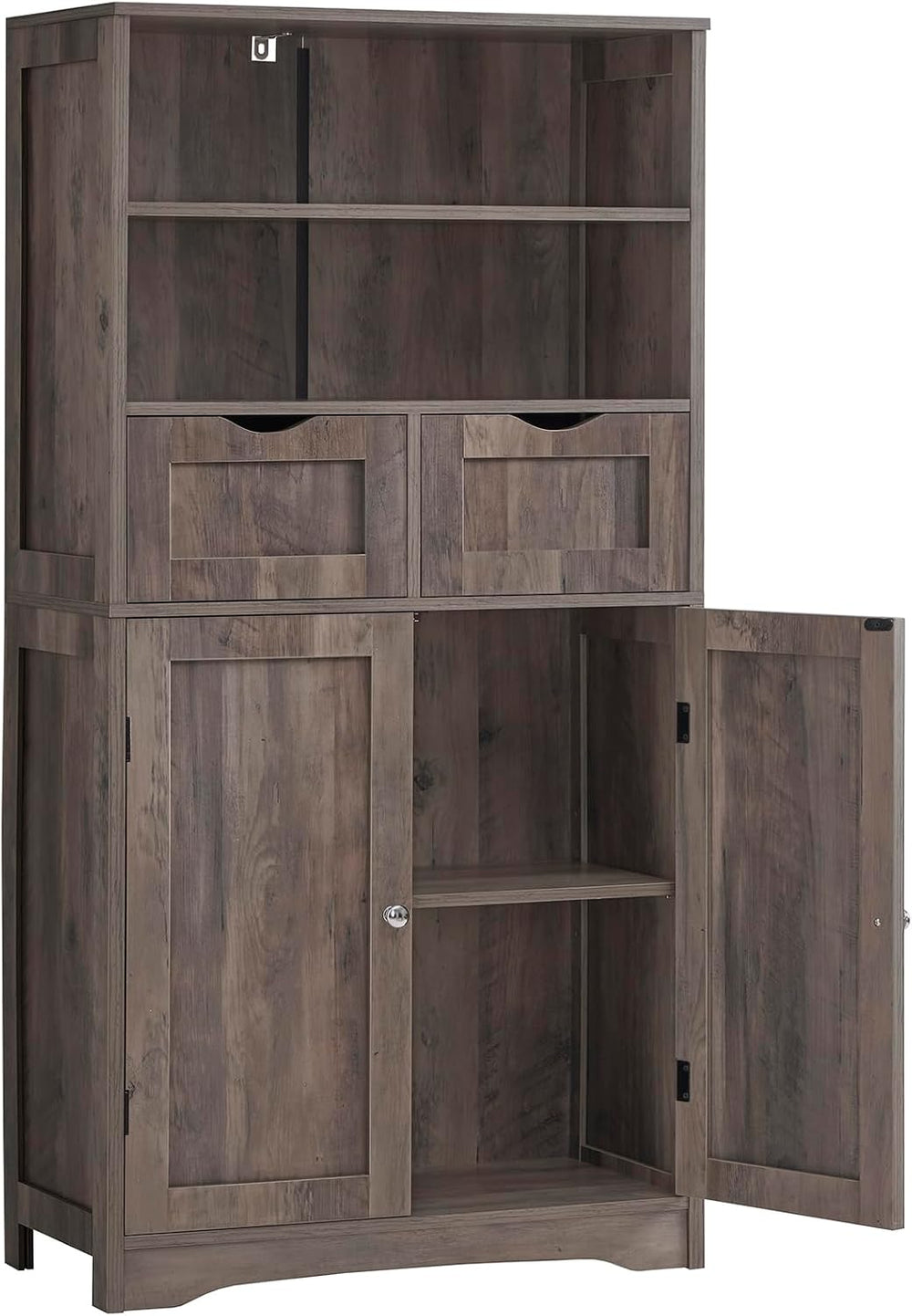 Iwell Tall Storage Cabinet with 2 Drawers & Adjustable Shelf, Bathroom Ca...