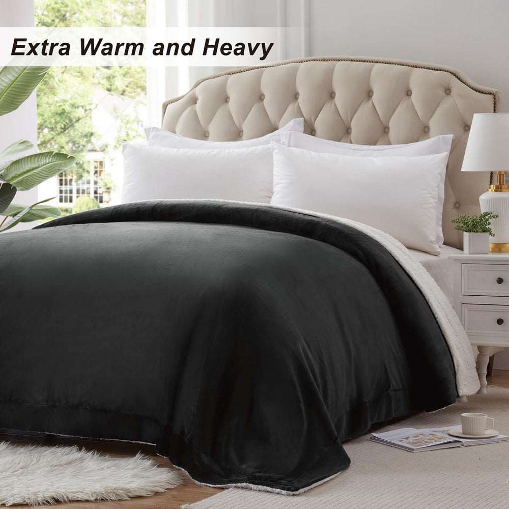 KAWAHOME Sherpa Fleece Queen Size Blanket for Bed, Extra Warm Heavy Thick