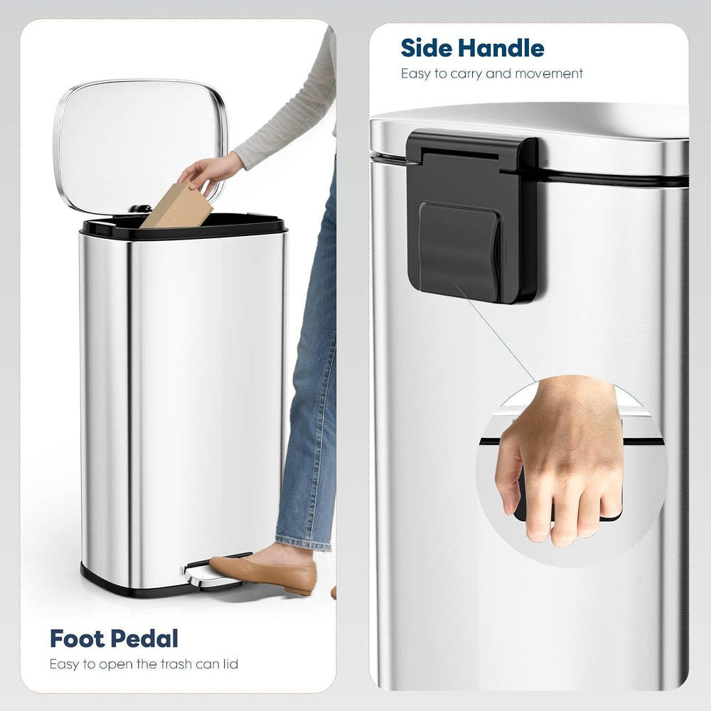 13.2 Gal Kitchen Trash Can, 50L Recycling or Garbage Bin,with Step-On Pedal