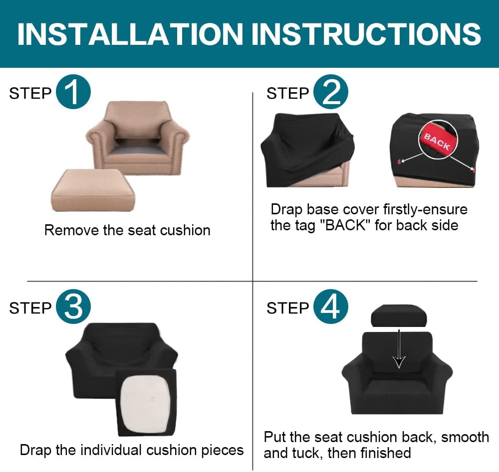 Turquoize 2 Piece Chair Covers Chair Slipcovers for Living Room Armchair Couc...