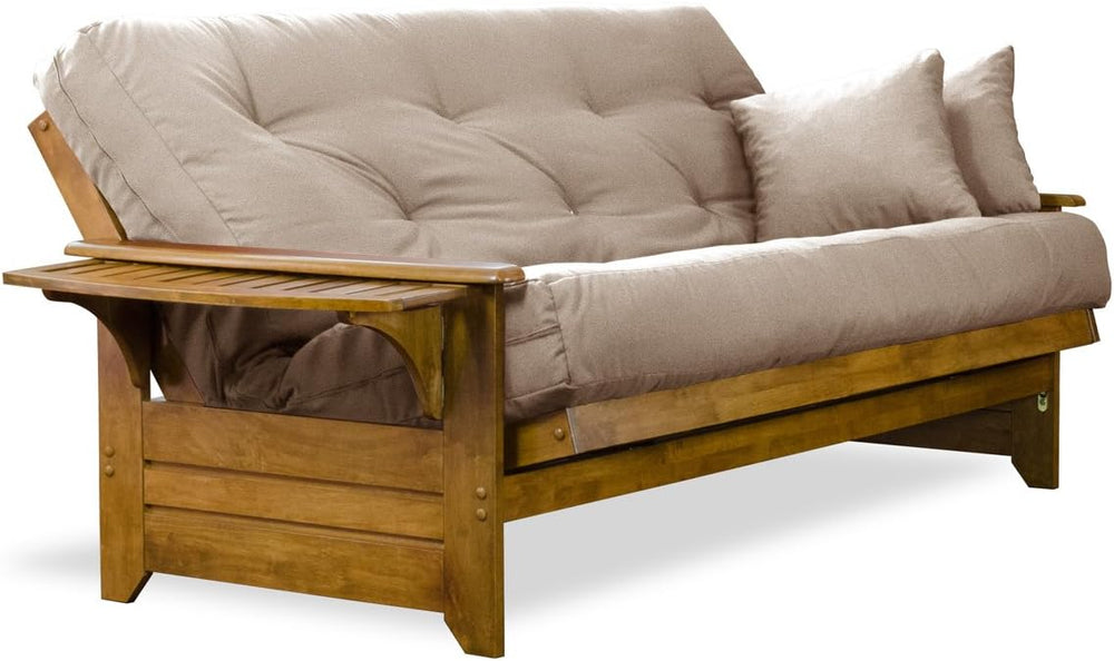 Nirvana Futons Brentwood Tray Arm Futon Frame, Drawers, and Microfiber Khaki ...