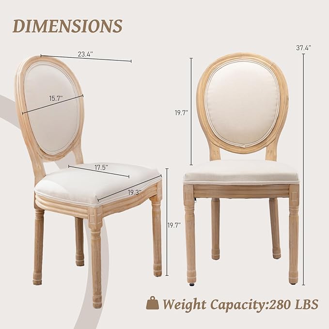 French Country Dining Chairs Set of 6,Farmhouse Upholstered Dining Room Chair...