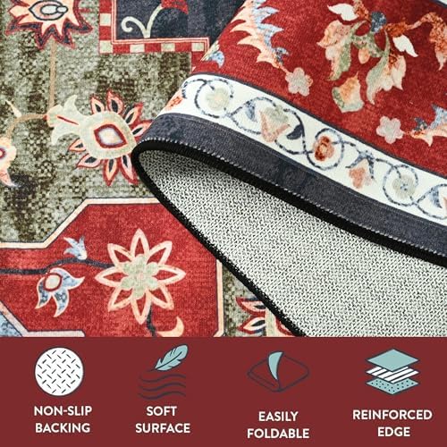 YJ.GWL Area Rugs for Living Room 9x12 Machine Washable Rugs, Non Slip Floral ...