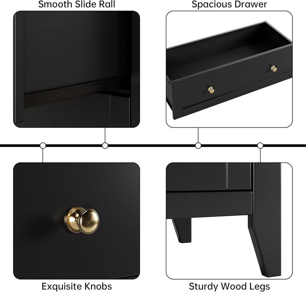 GarveeHome 5 Drawer Dresser for Bedroom, Black Tall Chest Deep Drawers