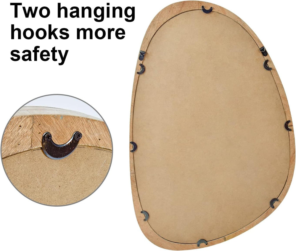 Wood Asymmetrical Mirror for Decor,20X30" Irregular Organic Wall Mirrors