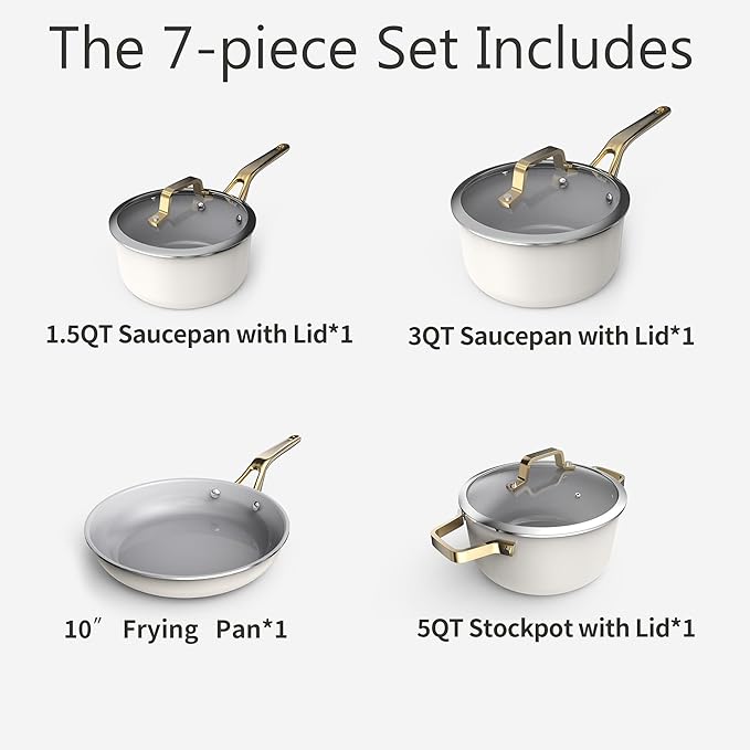 7-Piece Ceramic Nonstick Cookware Set
