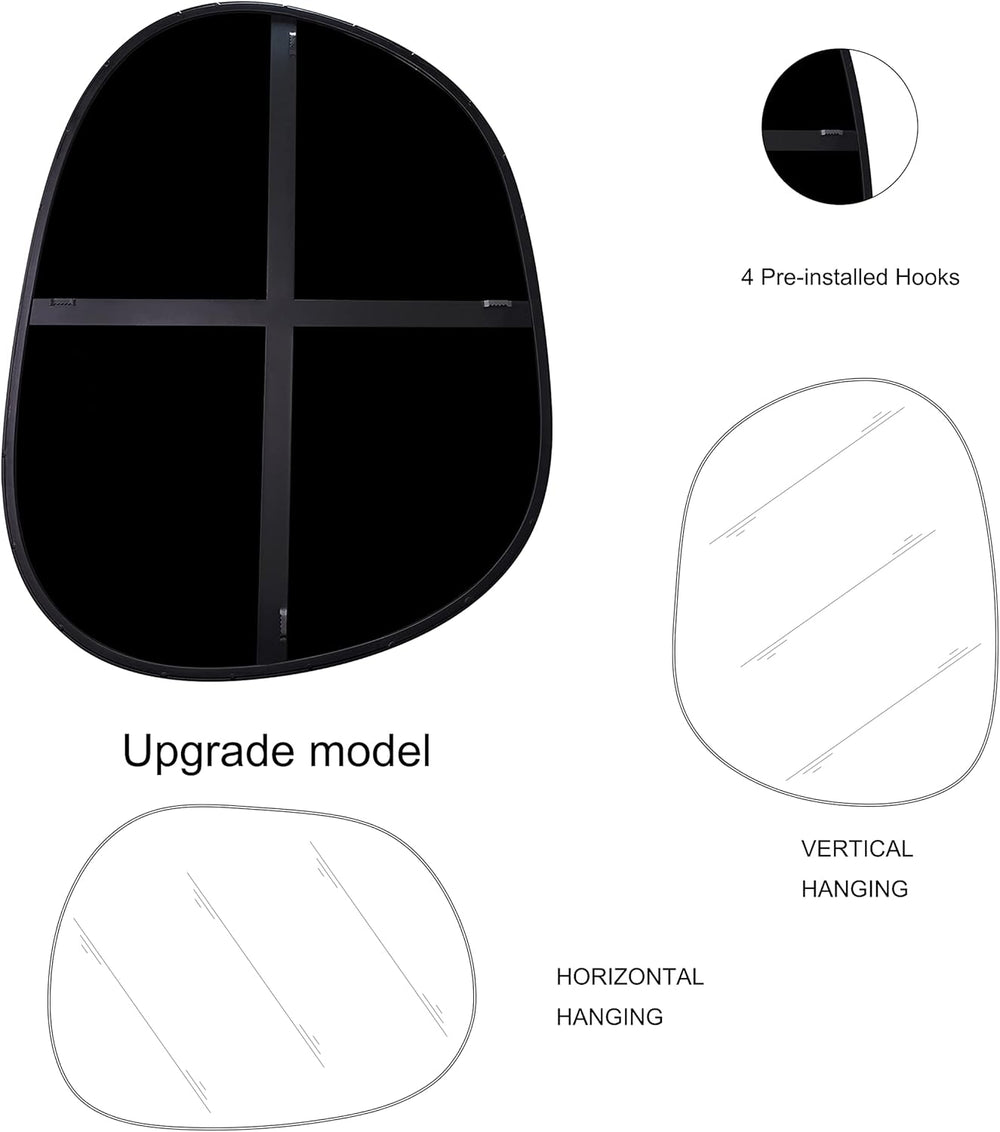 ELEHUME Asymmetrical Wall Mirror for Decor 17.5"*22.5", Modern Blac...