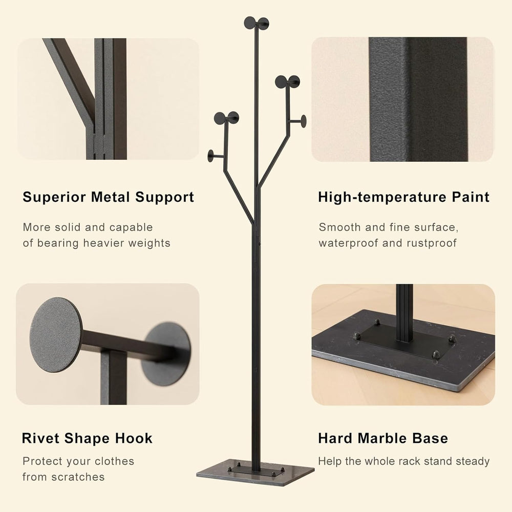 JIAYUEJU Freestanding Coat Rack Tree-shaped Metal Coat Tree with Heavy Duty M...