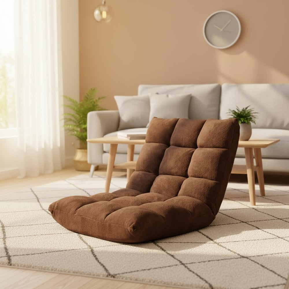 S AFSTAR Cushioned Floor Chair, 14-Position Adjustable Padded Lazy Recliner w...