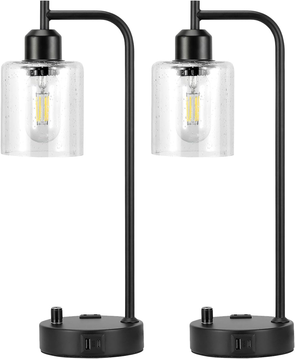 Industrial Bedside Lamps Set of 2, Fully Dimmable Desk Lamps for Bedroom