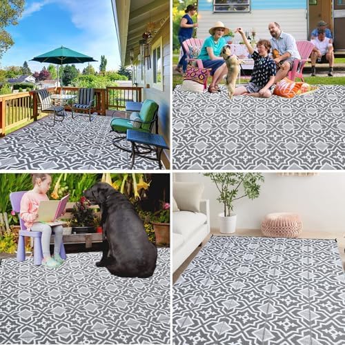 Alfolo Outdoor Rug for Deck 8x10 Waterproof,Outdoor Plastic Straw Camping Rug...