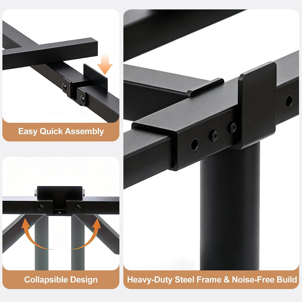 Full Size 7 Inch Low Profile Metal Platform Bed Frames, Adjustable Length