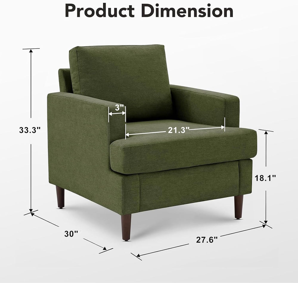 Weture Mid-Century Accent Chair, Green Armchair Living Room Chairs