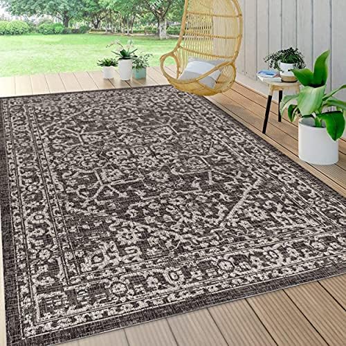 JONATHAN Y Boho Medallion Indoor Outdoor Area Rug 8X10 Black/Gray, Malta Text...