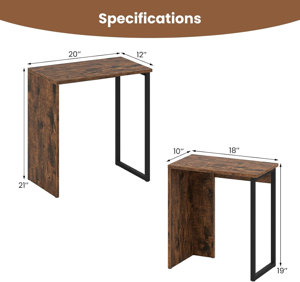 GOFLAME Nesting Coffee Table Set of 2, Wood Nesting Side Tables with Sturdy M...