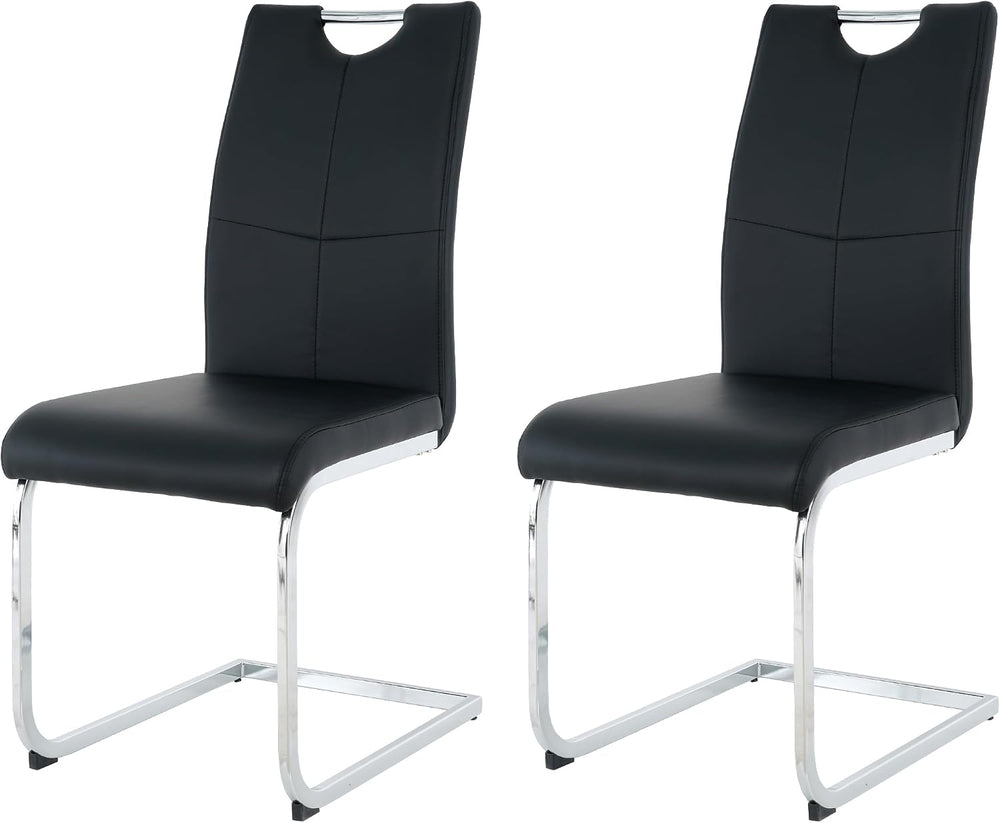 Goujxcy Dining Chairs Set of 2, Modern High Back Kitchen Chairs with Metal Le...