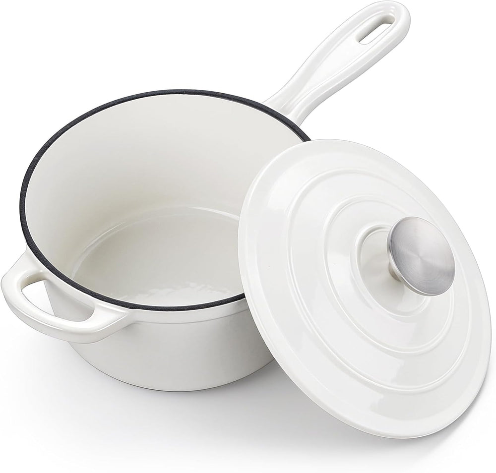 Homikit Small Cast Iron Pot, 1 Quart Enameled Cast Iron Sauce Pan