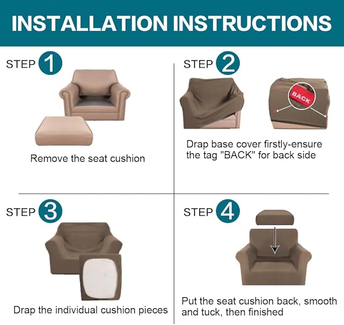 Turquoize 2 Piece Chair Covers Armchair Slipcovers