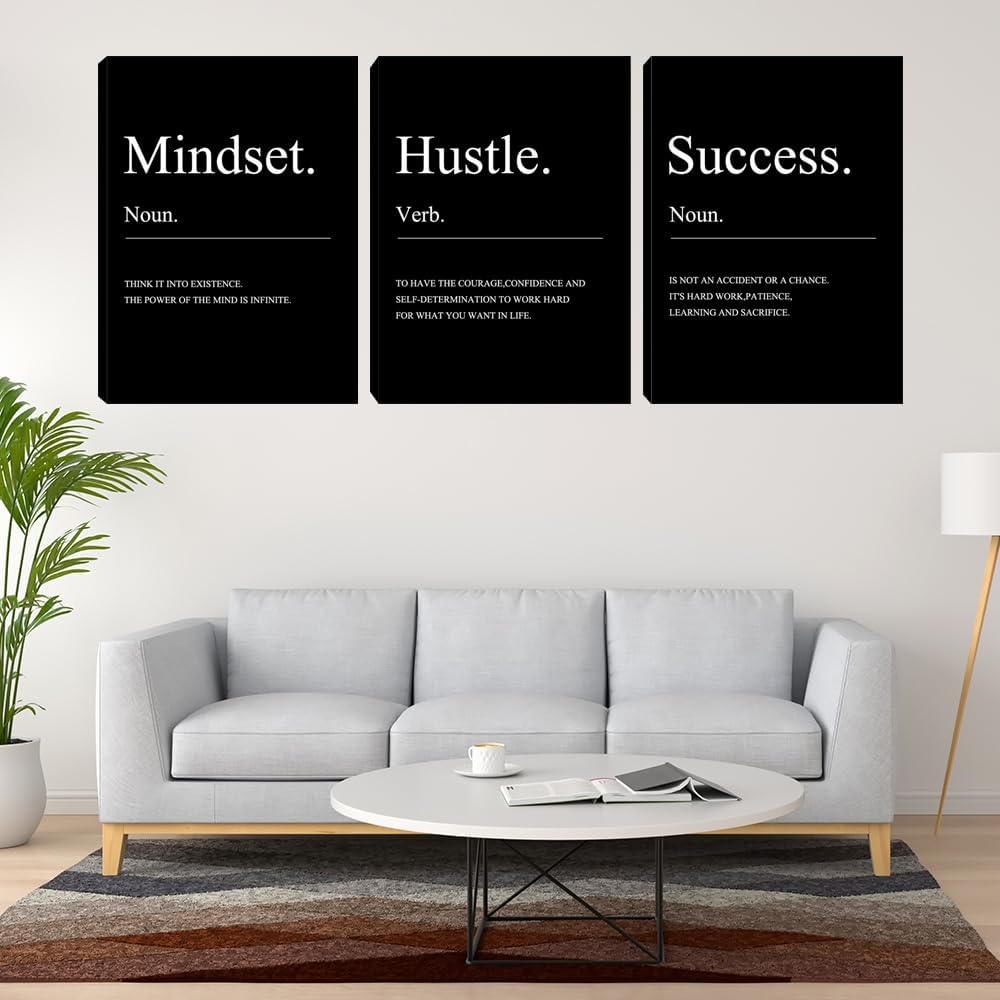 Motivational Wall Decor 3 Pieces Success Paintings Motivational Posters Print...
