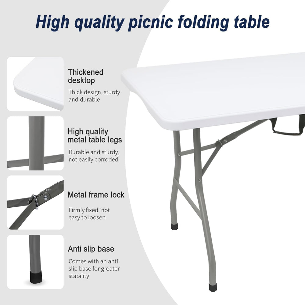 70.8" W X 29" D X 29" H - 6 ft Folding Table White Portable He...