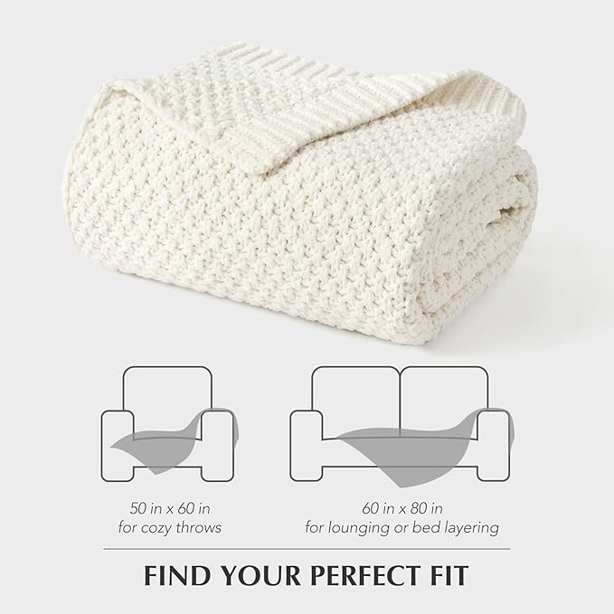 EVERGRACEHOME Chunky Chenille Knit Throw Blanket