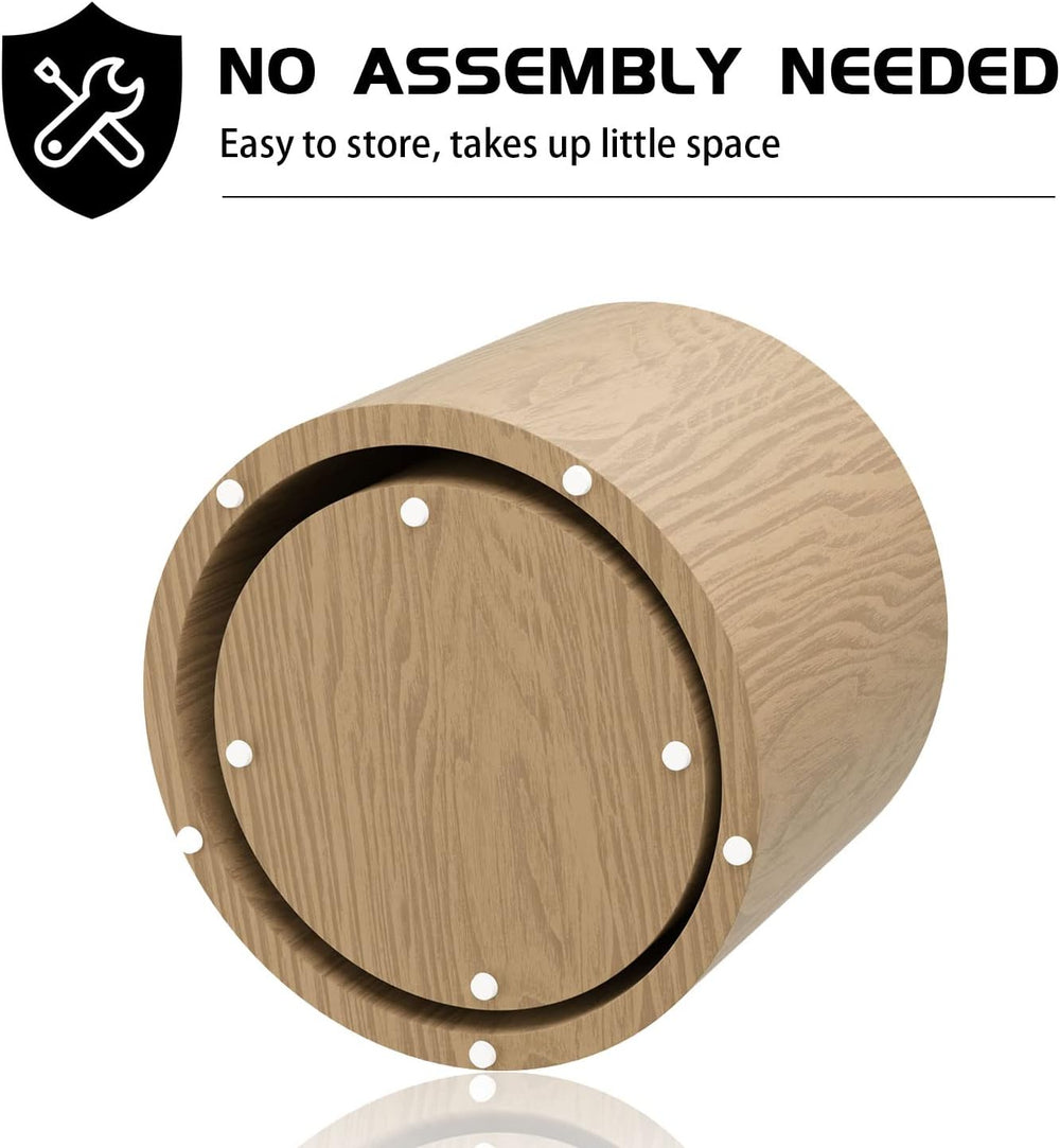 Black Round Nesting Coffee Table Set of 2, Modern Wood Side Table Full Assemb...