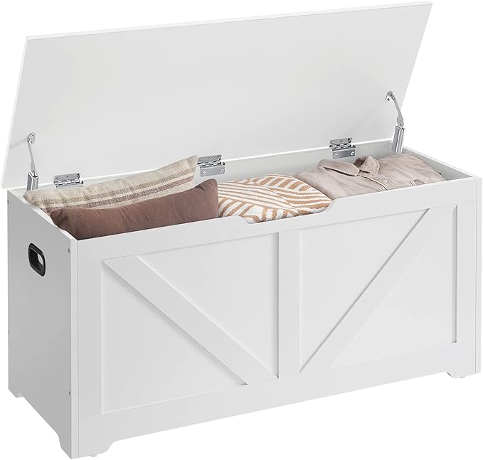 VASAGLE Storage Chest, Storage Trunk with 2 Safety Hinges, Storage Bench, Sho...